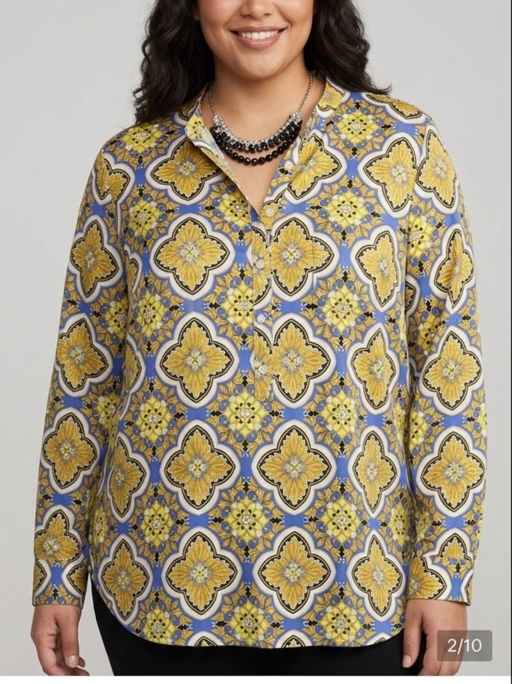 🥰SHOW SPECIAL JOE FRESH Colourful Paisley Long Sleeve Button Front Blouse XXL